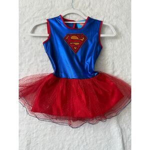 DC Comics Supergirl Costume Tutu Dress Blue Red Glitter Small 4-6